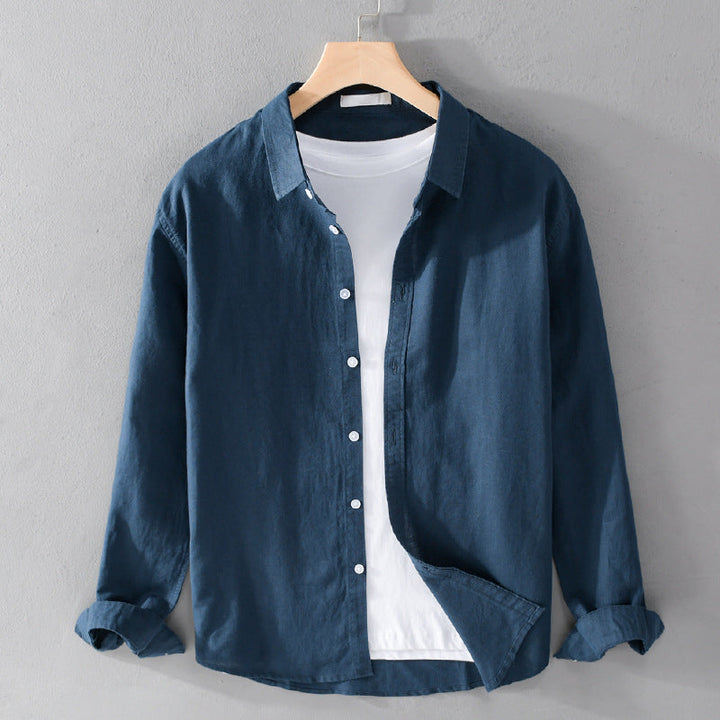 Essential men's relaxed fit long sleeve casual shirt for versatile everyday style and all-day comfort.
