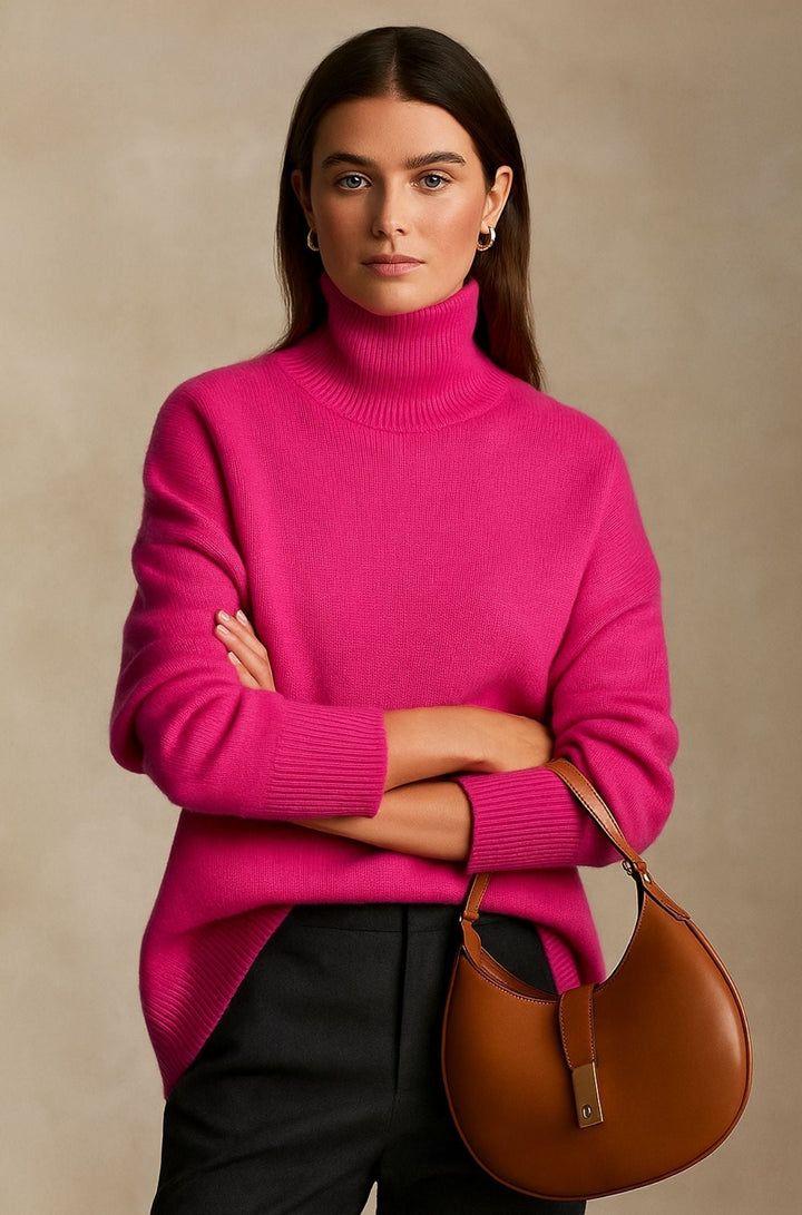Women's versatile turtleneck jumper, a relaxed fit knitwear piece for cozy winter fashion.