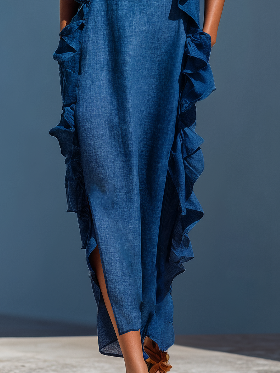 Comfortable women's flowing maxi dress, offering elegant style for any occasion, from casual to evening.