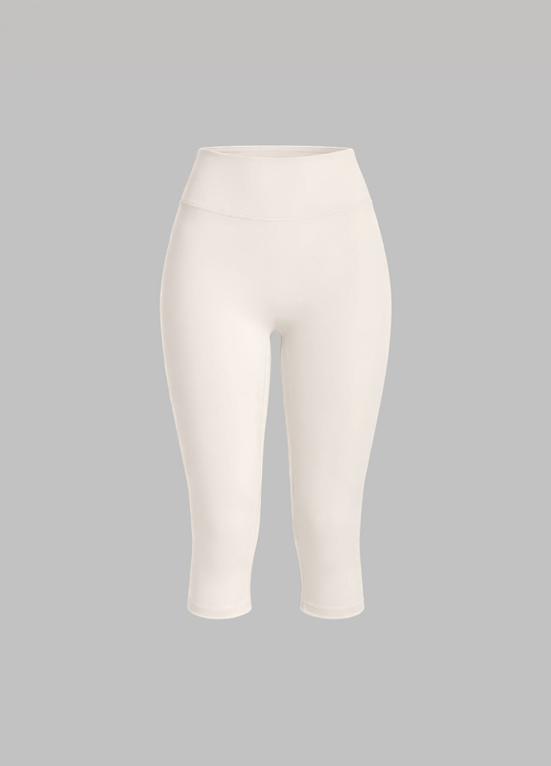 Versatile women's ivory high-waisted capri leggings. Sculpting, comfortable activewear for Pilates, studio & athleisure.
