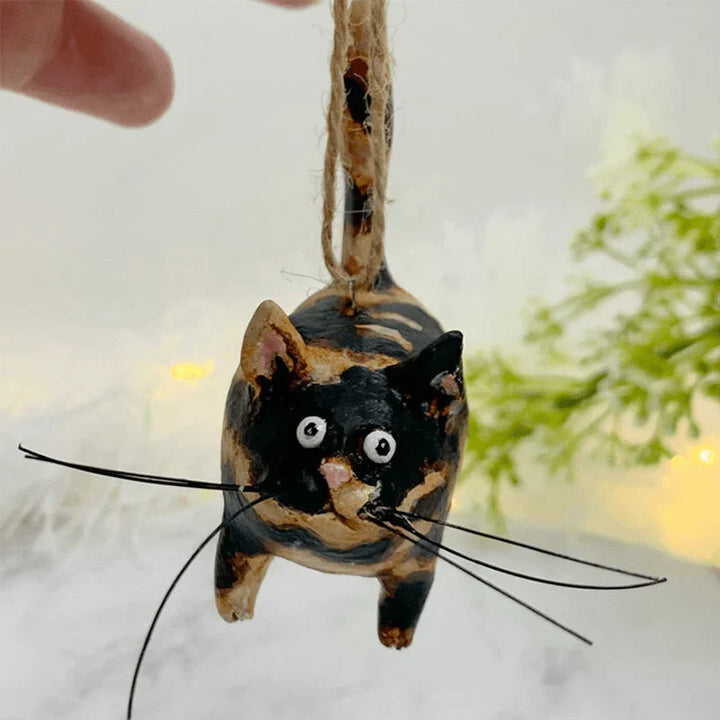 Cute handmade cat holiday ornament. Ideal Christmas tree decor for home & pet owners.