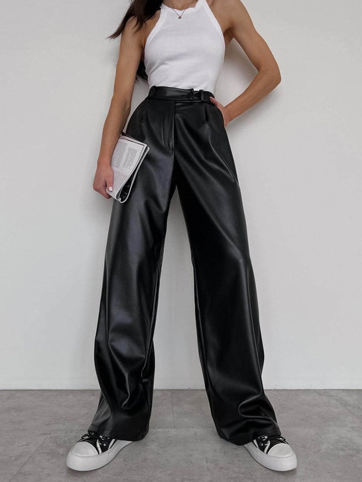 Women's Wide-Leg Faux Leather Trousers