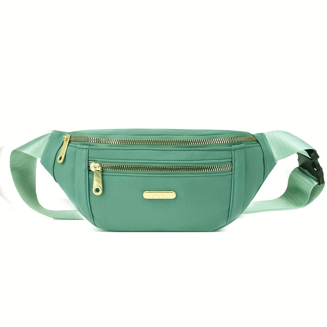 Fashionable women's lightweight bum bag, adjustable strap, multi-zip pockets for daily essentials.