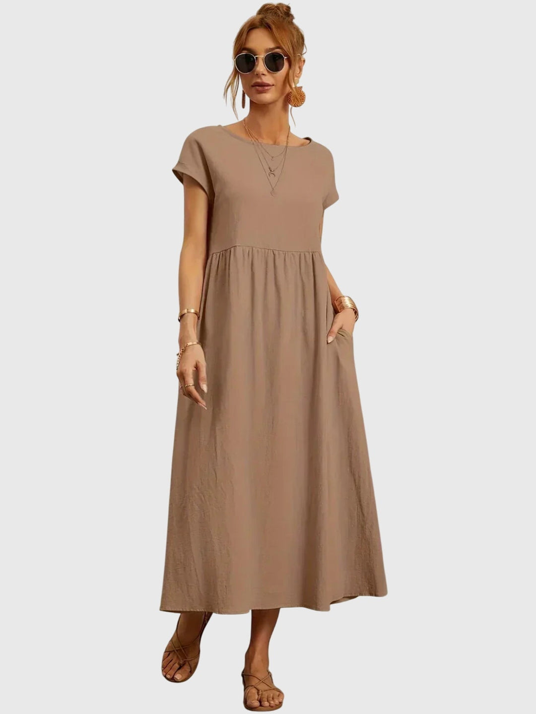Soft women's casual dress with pockets, designed for ultimate comfort and relaxed everyday wear.
