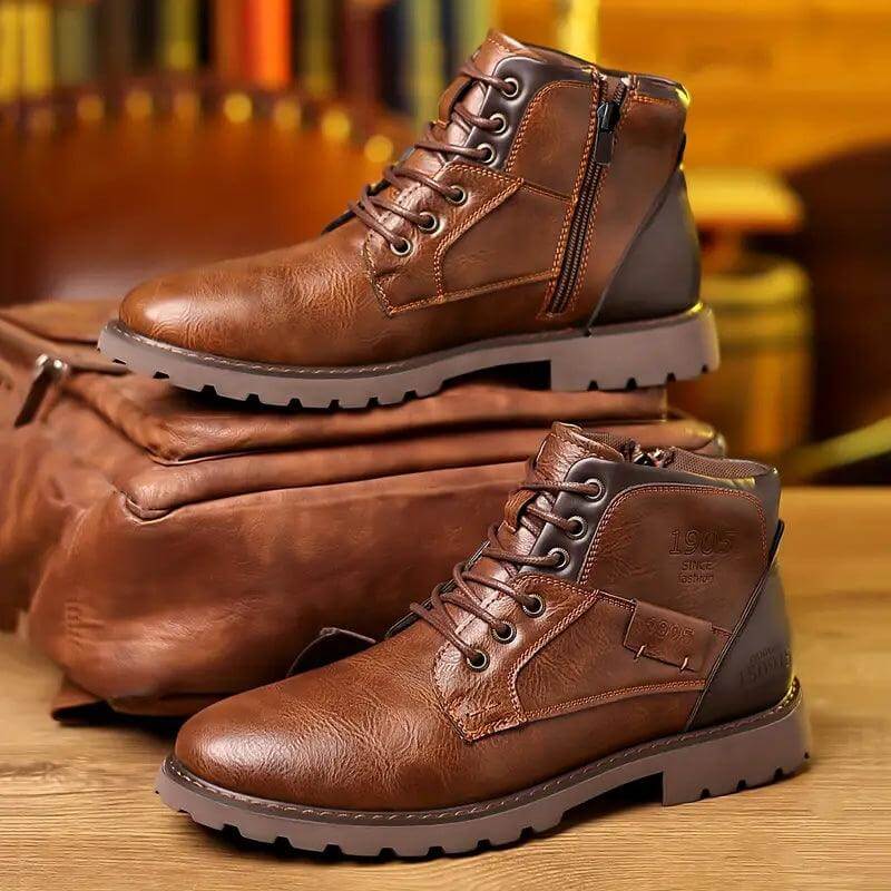 Men's Leather Zipper Dress Boots