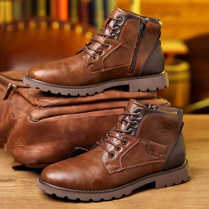 Men's Leather Zipper Dress Boots