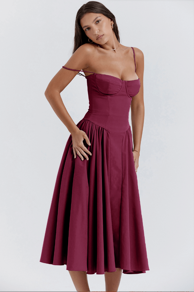 Women's Sleeveless Corset Fit Midi Dress