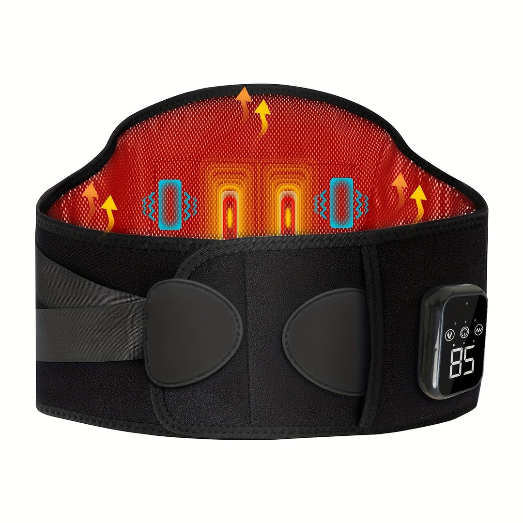 Therapeutic heated massage belt provides wireless back and waist pain relief & muscle comfort.