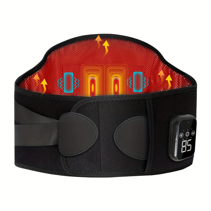 Therapeutic heated massage belt provides wireless back and waist pain relief & muscle comfort.