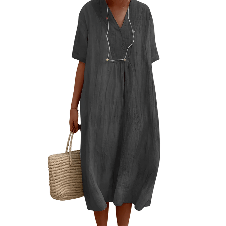 Women's Cotton Linen Midi Dress