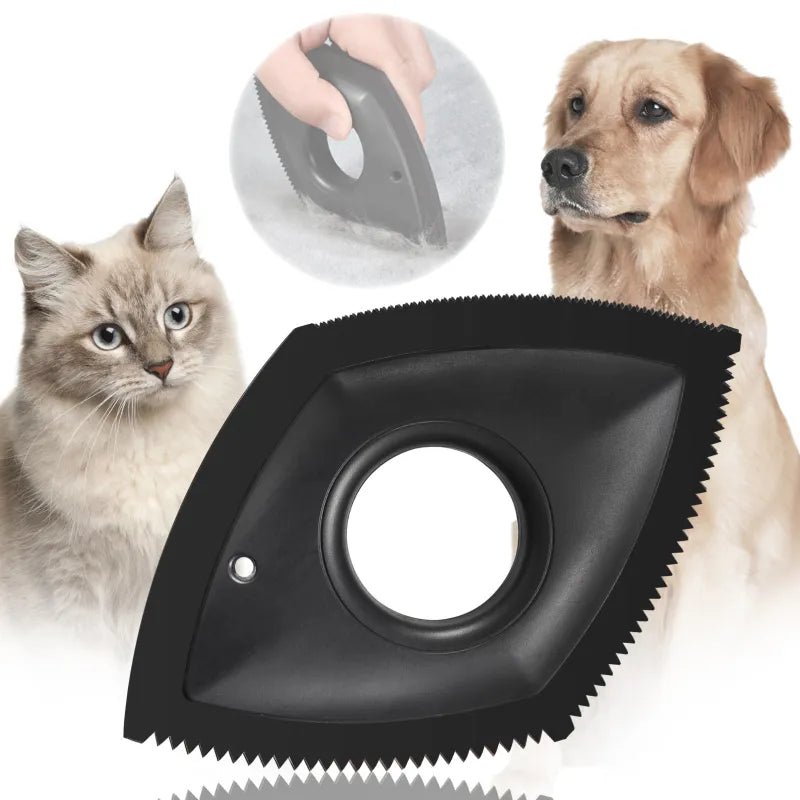 Side-by-side: a clean couch vs. a fur-covered one, showcasing the pet hair remover's powerful cleaning.