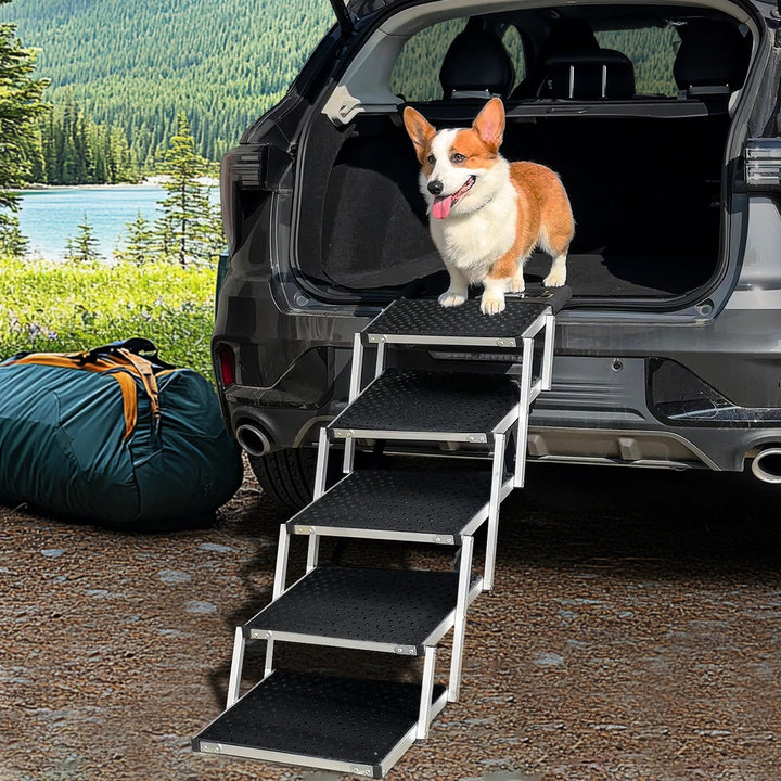 Safe & Secure Folding Dog Car Steps - Easy-Hop Design