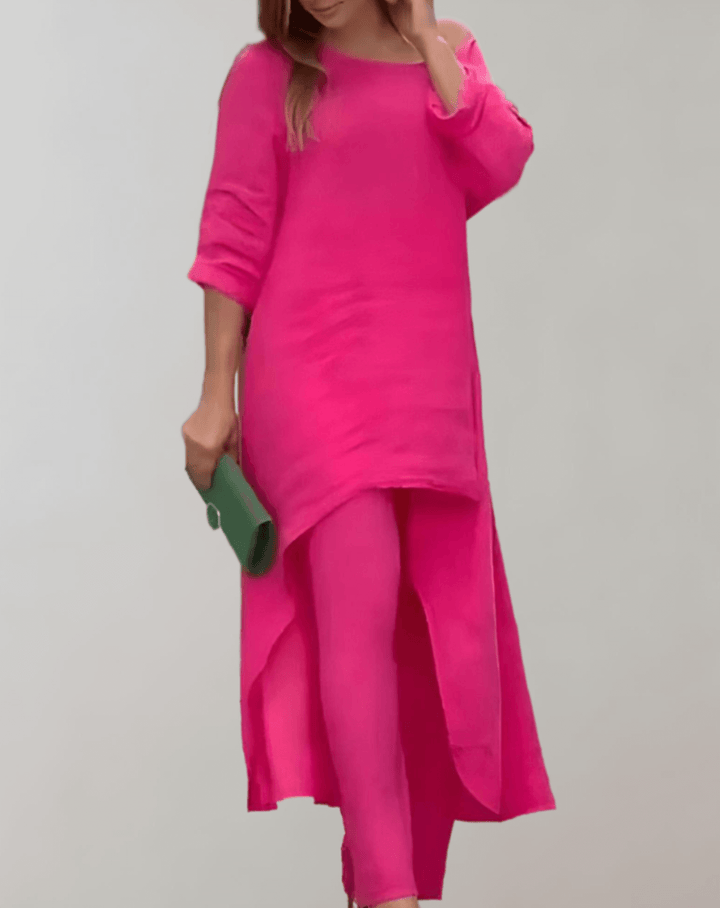 Women's 2-Piece Asymmetric Tunic Dress and Pants Set