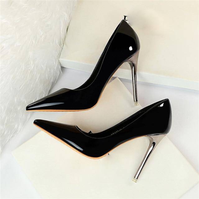 Women's formal pointed toe high heels, slip-on design, perfect for special events.
