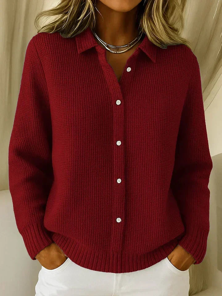 Versatile women's elegant cardigan with buttons, a cozy essential for chic fall fashion & spring outfits.