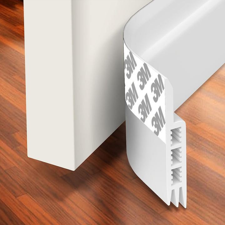 Silicone door draft stopper & sound insulation seal for energy efficiency & home comfort.