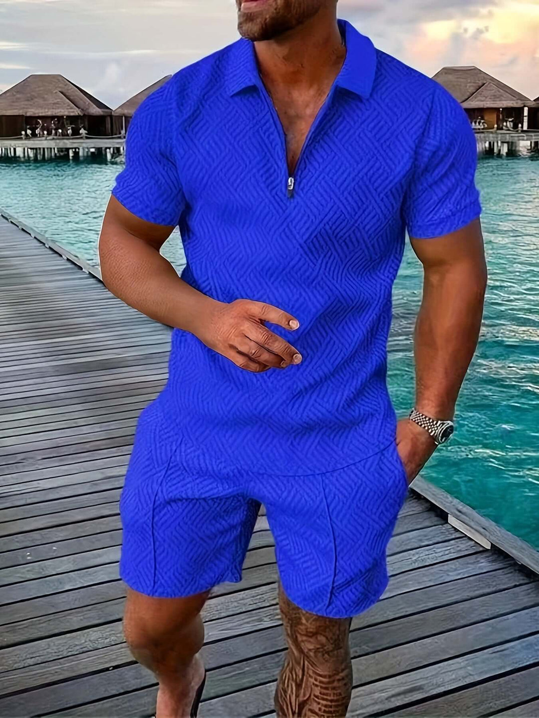 Men's Geometric Print Summer Set