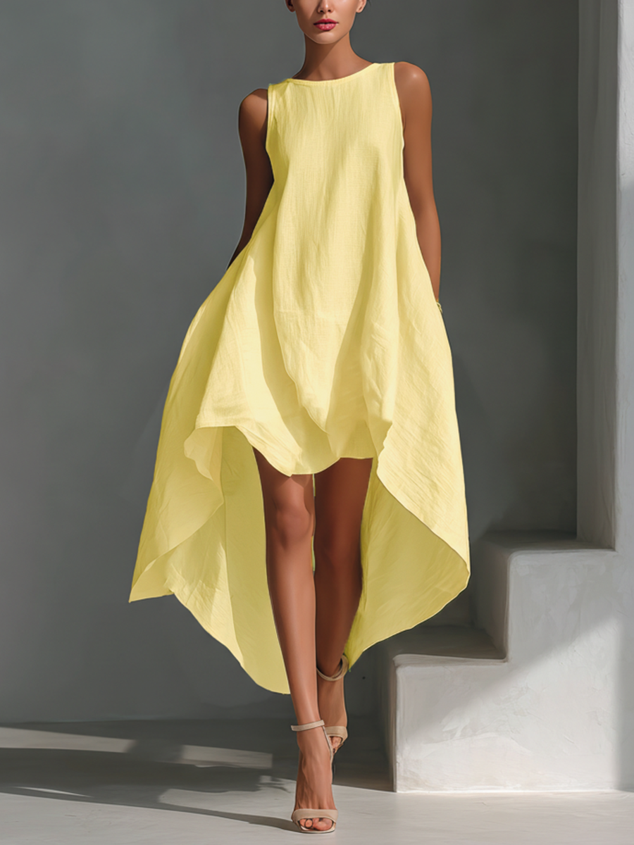 Comfortable women's sleeveless summer midi dress, ideal for casual resort wear & holidays.