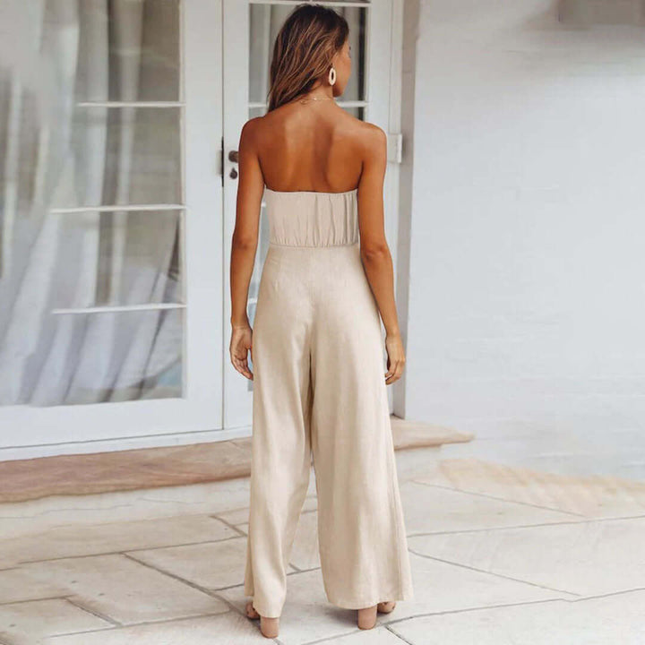 Women's Strapless Casual Jumpsuit with Elasticated Waist