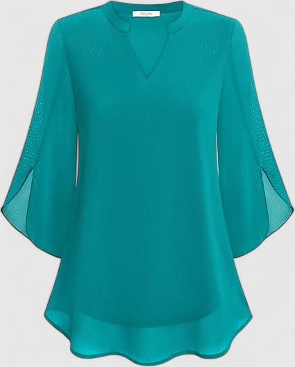 Women's comfortable & elegant A-line blouse with v-neck, perfect for versatile everyday and office wear.