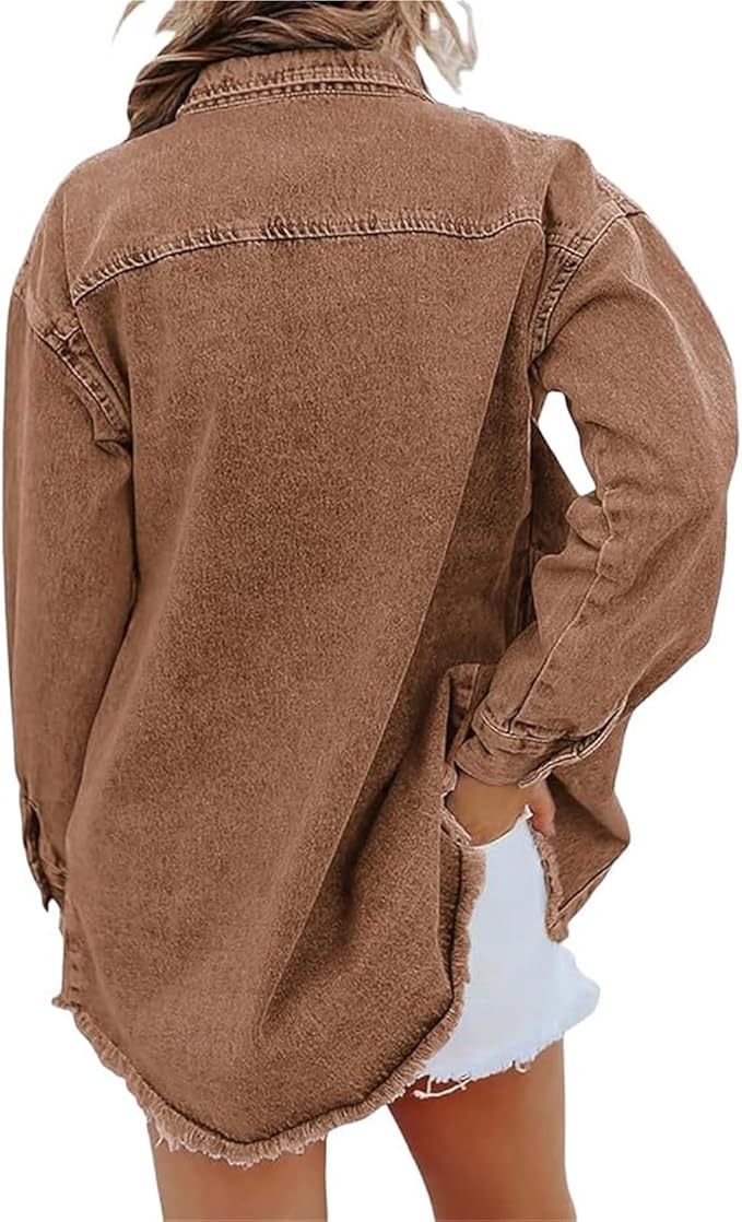 Chic oversized button-front jacket for women, a versatile outerwear piece for effortless everyday style.