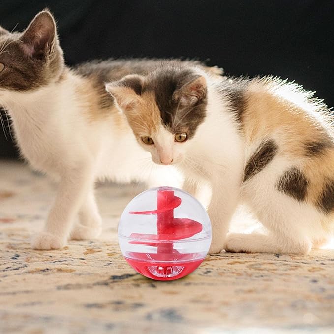 Interactive cat treat dispenser puzzle toy for mental stimulation & slow feeding.