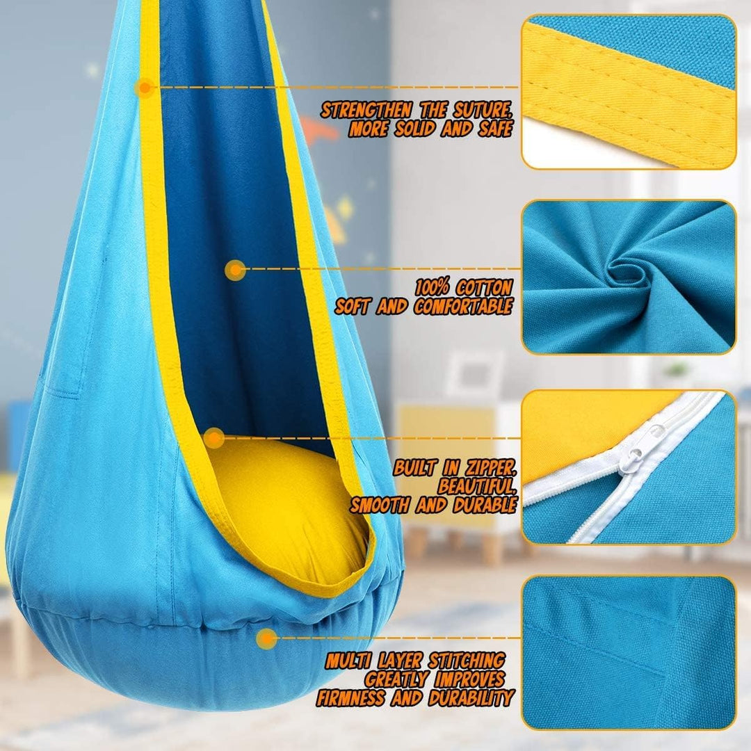 Playful children's comfort swing, a relaxing hanging chair for kids' rooms.