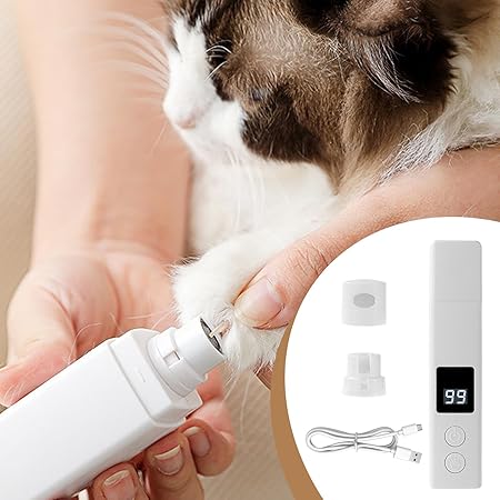 Digital nail grinder for dogs & cats, featuring an LED display & super quiet operation for comfortable nail care.