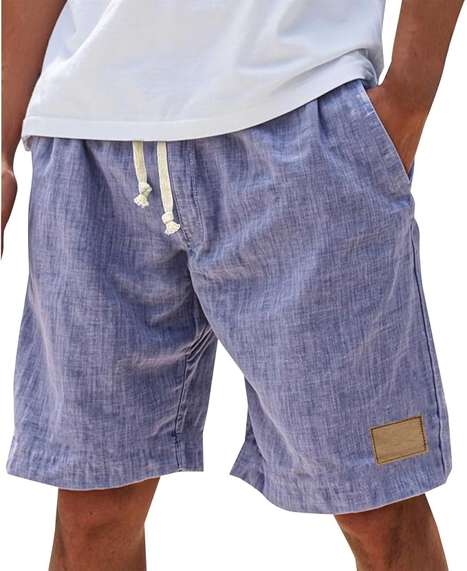 Men's vacation shorts, casual style, elastic waistband, great for warm weather & beach.