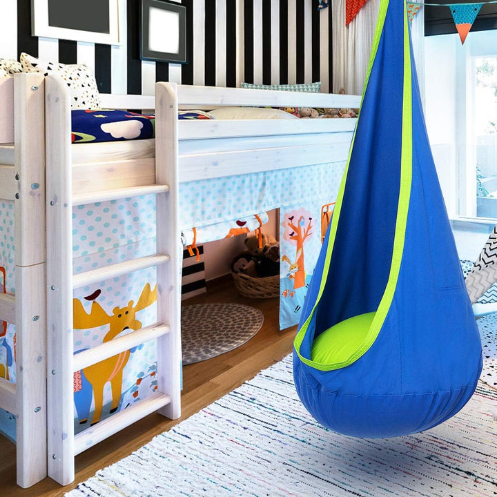 Outdoor children's cotton canvas swing chair, durable and comfortable for endless fun.
