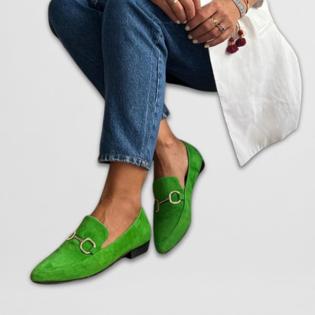 Slip-on women's orthopedic loafers, providing comfortable and supportive footwear with a stylish, vibrant look.