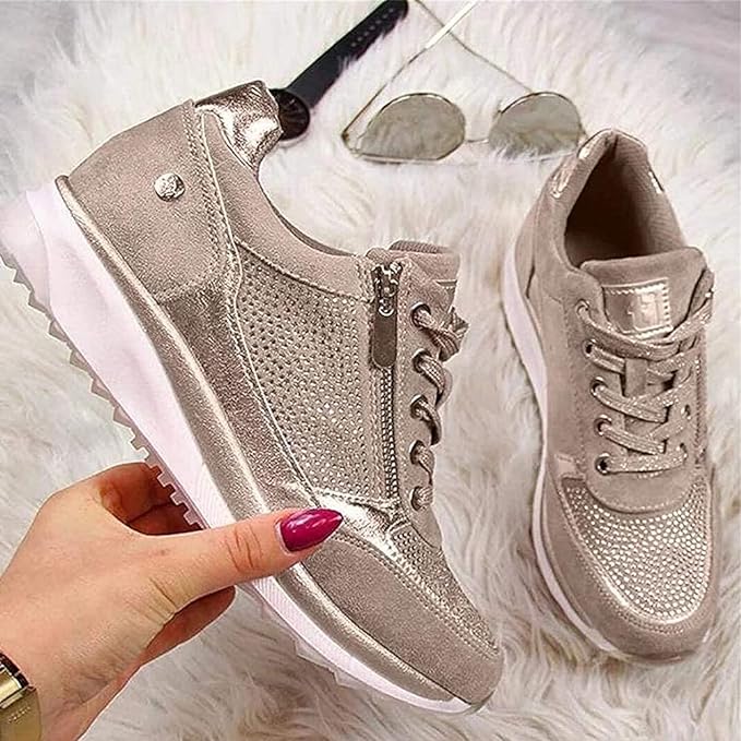 Casual women's zip-up sneakers, an orthopedic design offering superior support and comfort.
