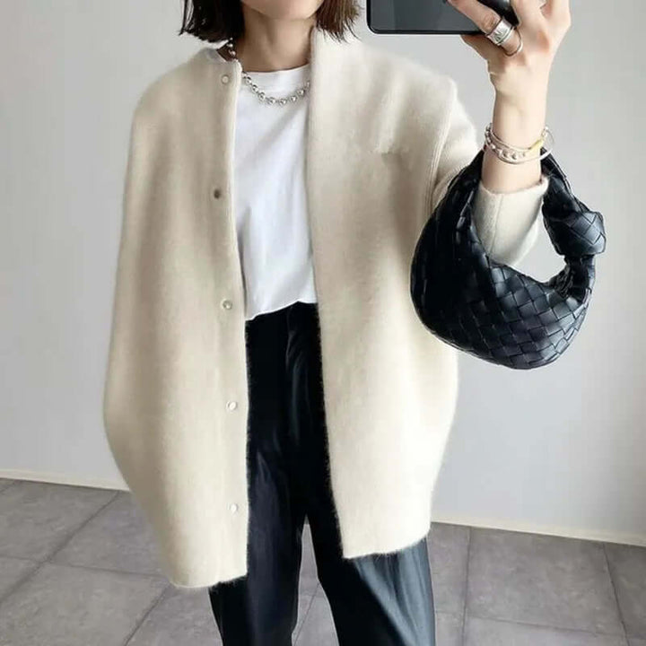 Women's Knitted Cardigan with Button Closure