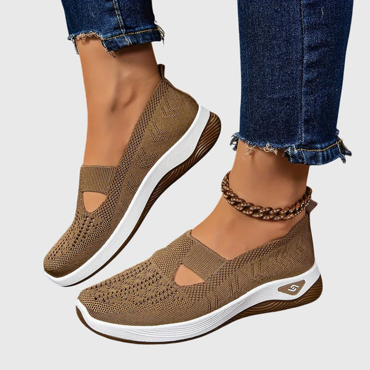 Comfortable women's slip-on orthopaedic walking shoes, ideal for daily foot support.