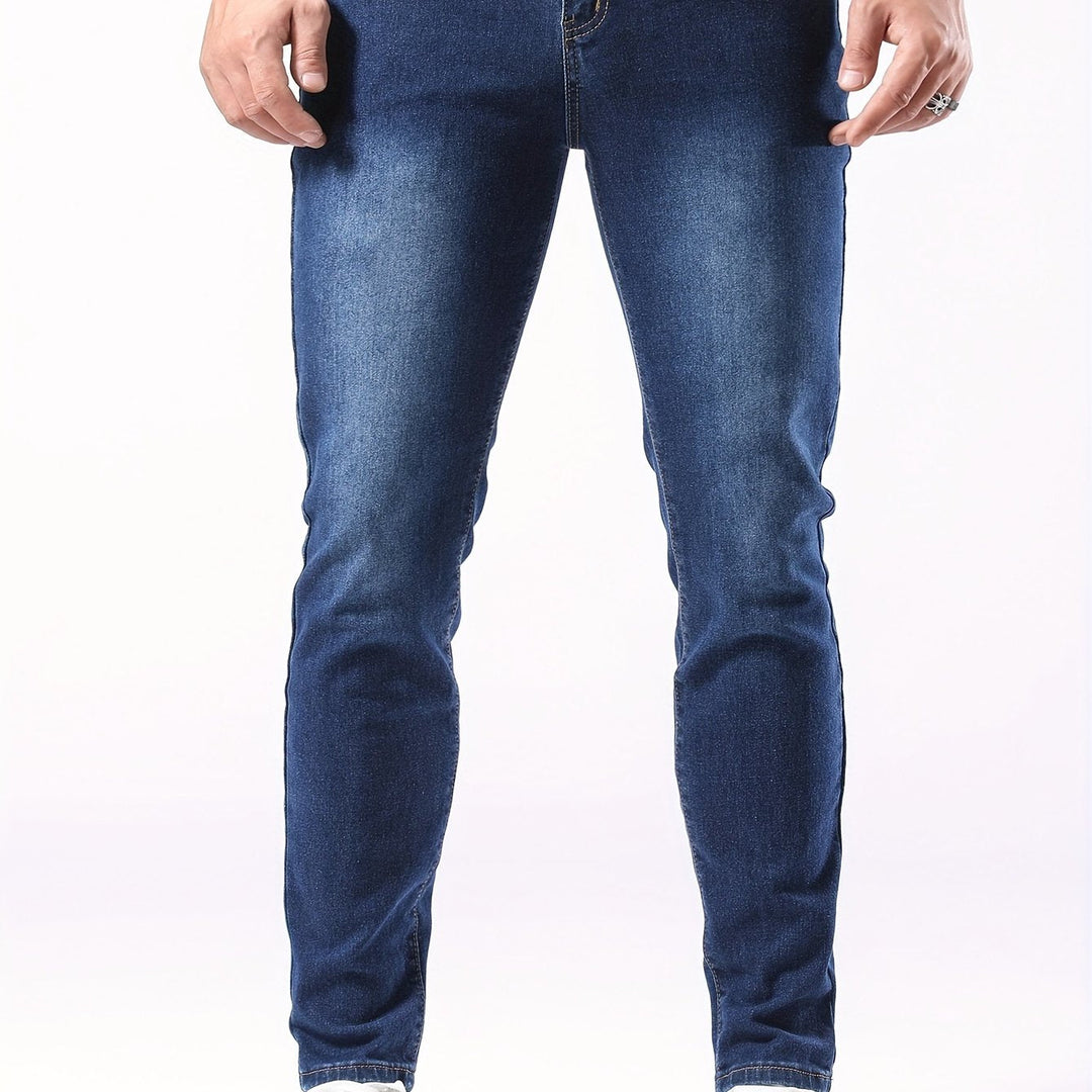 Slim fit men's stretch jeans for a sleek look, offering comfort and versatility in casual wear.
