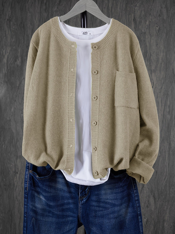 Comfortable women's knit cardigan, perfect casual sweater for cool weather.