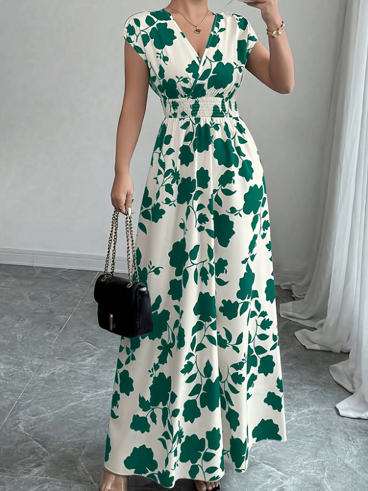 Versatile V-neck sleeveless midi dress for women. Elegant for summer, casual or dressy wear.