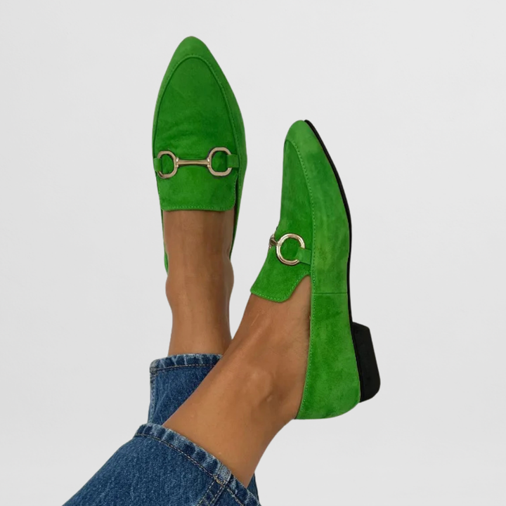 Vibrant women's orthopedic loafers, stylish and comfortable slip-on shoes for summer walking.