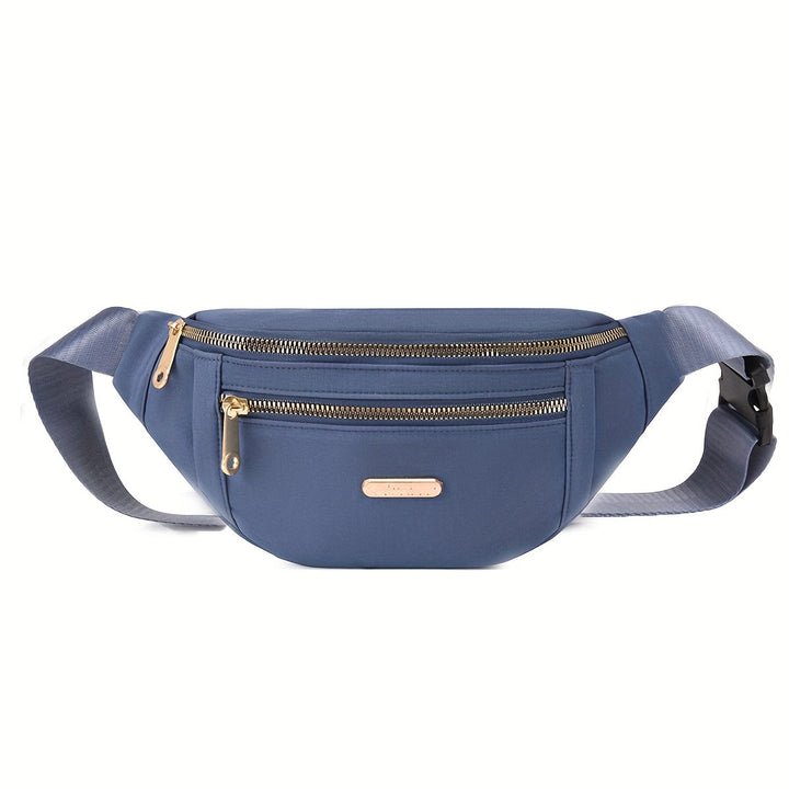 Slim profile women's lightweight crossbody bag with adjustable strap and useful multi-zip pockets.