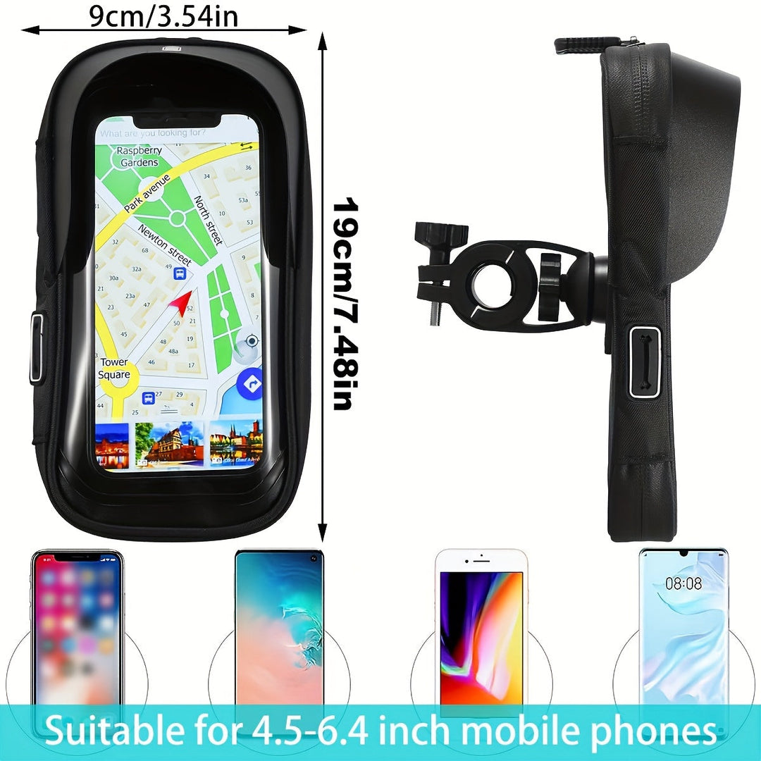 Secure universal waterproof smartphone mount for bike handlebars. Perfect cycling accessory.