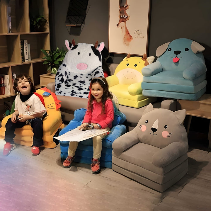 Plush children's folding sofa, providing ultimate comfort for play, naps, and rest.