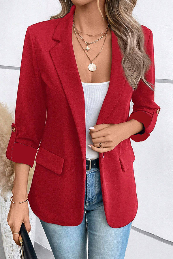 Women's Blazer - Structured Fit Notched Lapel Tailored Jacket
