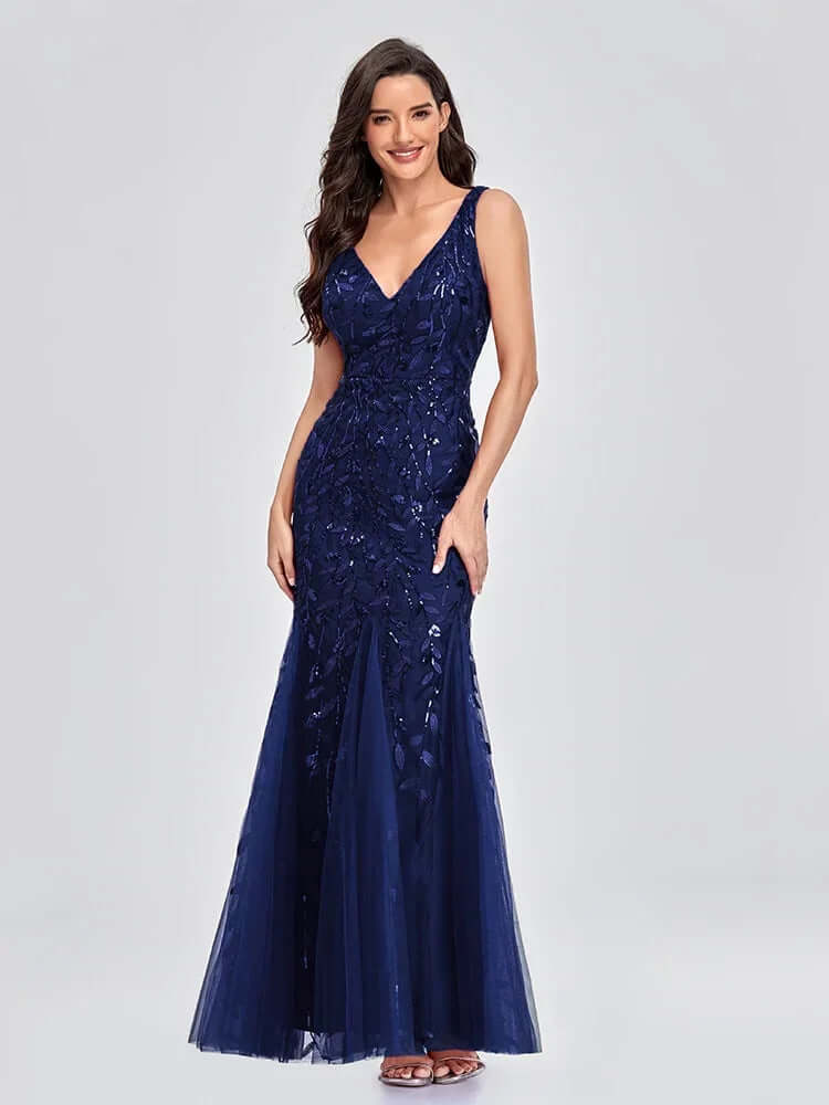 Women's Sequin Sleeveless Maxi Evening Gown