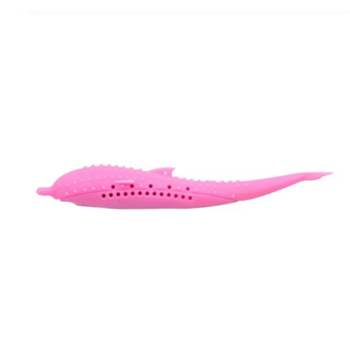 Dental cleaning silicone whale chew toy for pets. Ideal for cats, kittens, small dogs, & puppies' oral health.