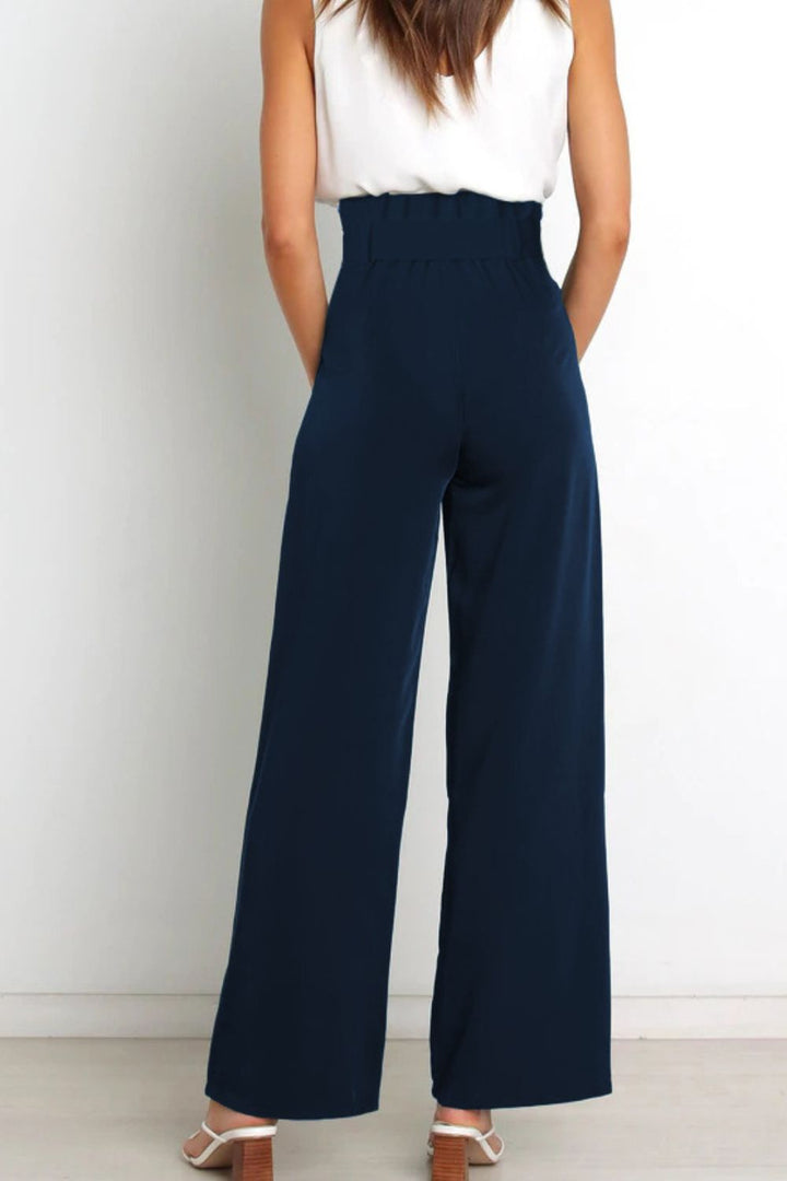 Comfortable high waist paperbag pants for women, versatile with a flattering bow detail.