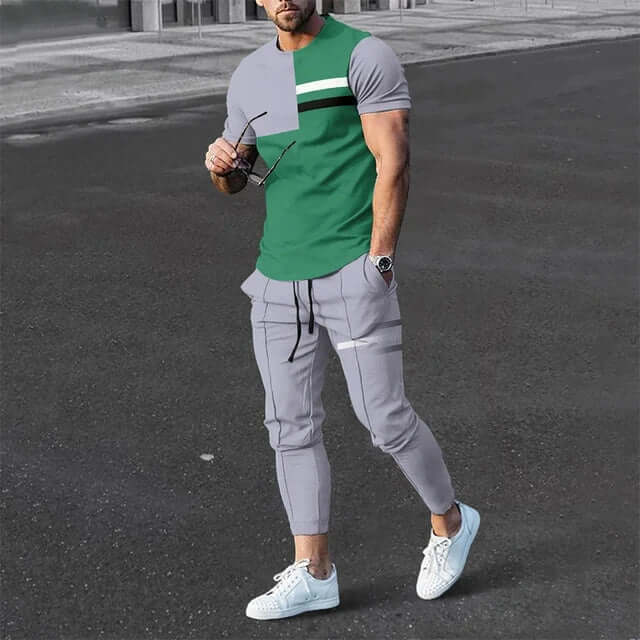 Men's Colour Block Two-Piece Set