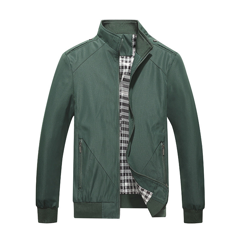 Men's lightweight summer jacket, versatile and stylish, with a modern zipper design for casual or smart-casual wear.