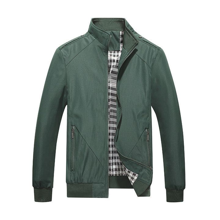 Men's lightweight summer jacket, versatile and stylish, with a modern zipper design for casual or smart-casual wear.