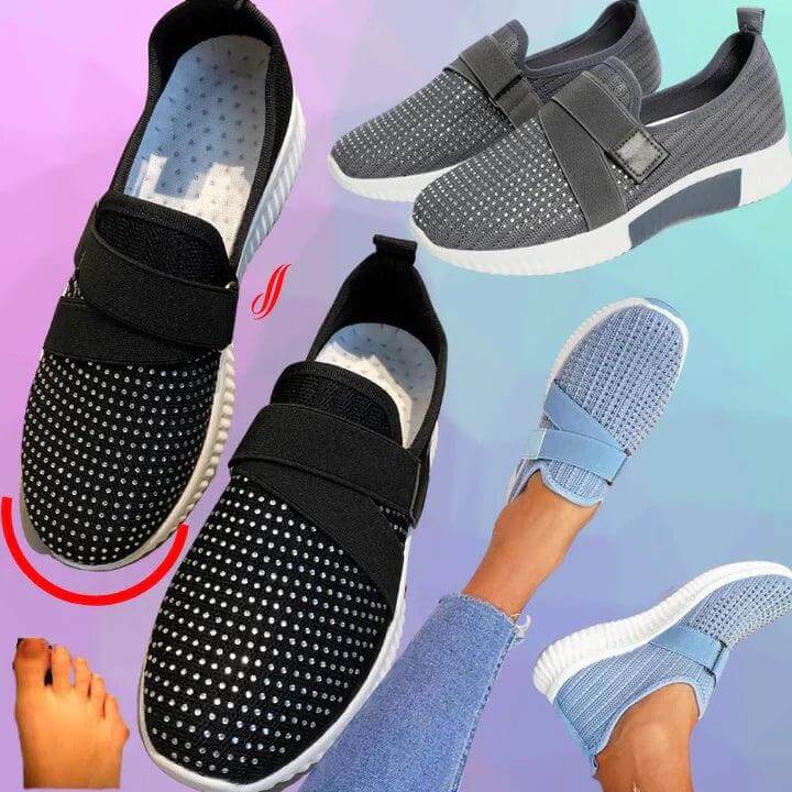 Women's Slip-On Velcro Trainers - Comfortable Walking Shoes