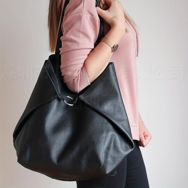 PU leather retro large tote bag, a spacious women's shoulder handbag, ideal for daily essentials.